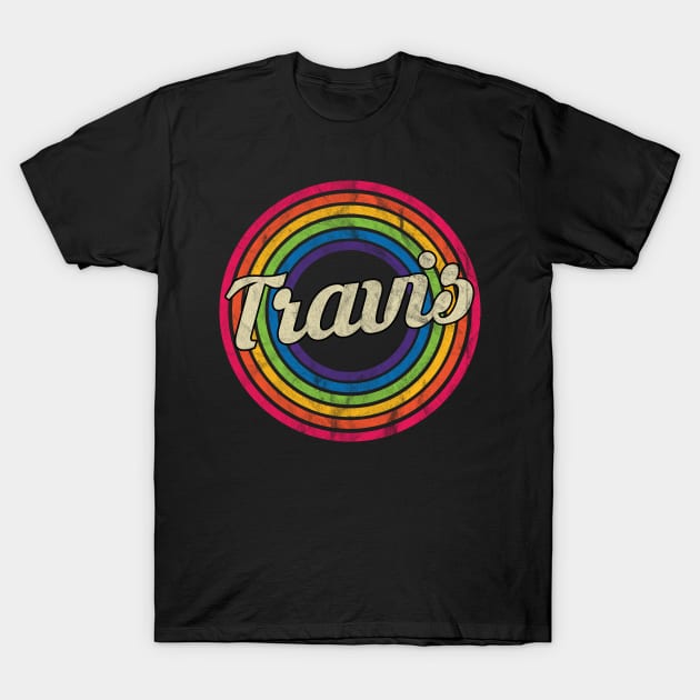 Travis - Retro Rainbow Faded-Style T-Shirt by MaydenArt